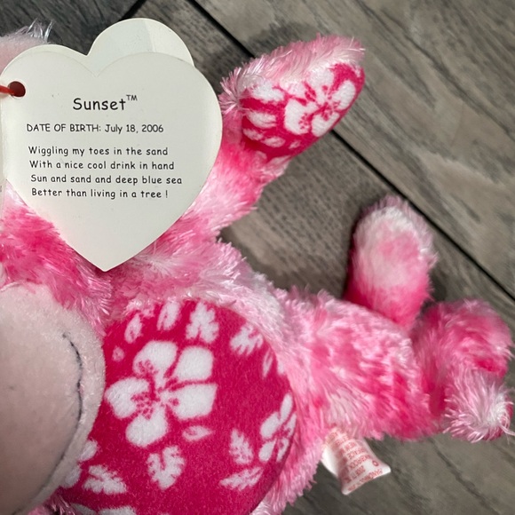 Ty Beanie Baby "Sunset" the Pink Monkey - Picture 3 of 5